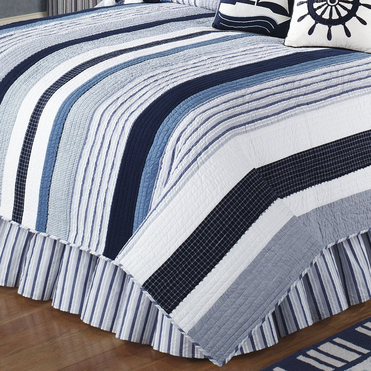 blue quilted bedspread