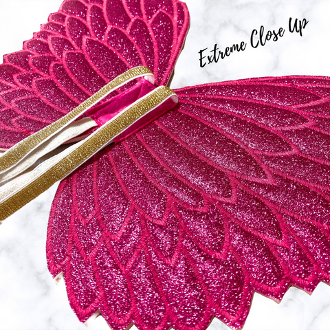 Hot pink glitter fairy wings