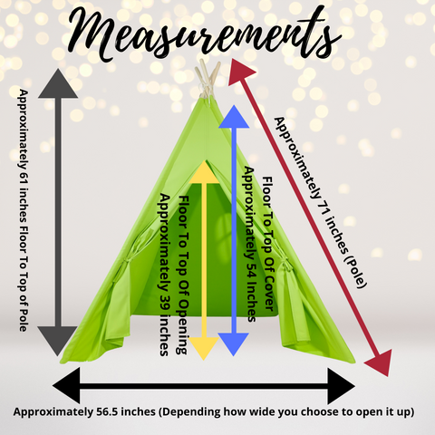 Lime green teepee tent measurements for Dinosaur party kit