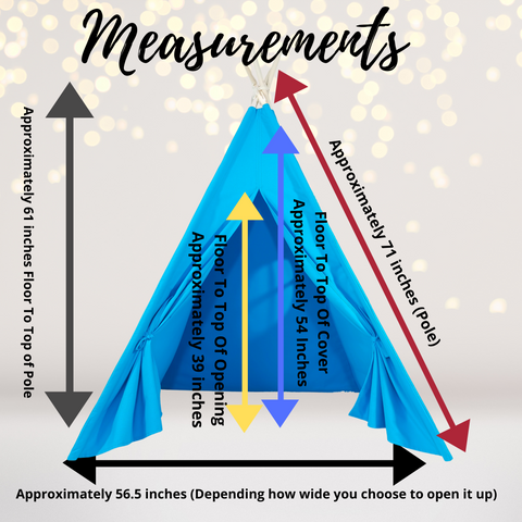 Turquoise Sleepover Teepee Tent Measurements