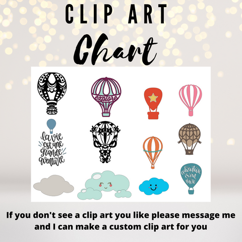 Personalized Party Favors- Hot Air Balloon Clip Art Chart