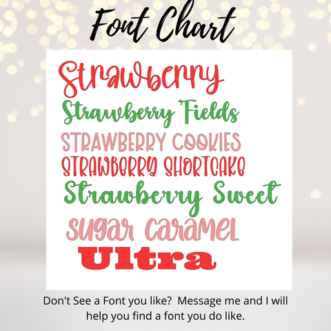 Personalized Party Favors - Font Chart