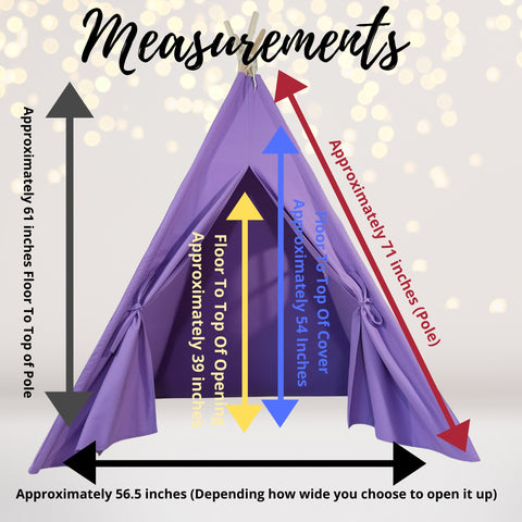 Kids Tent Dimensions- Lavender Pictured 