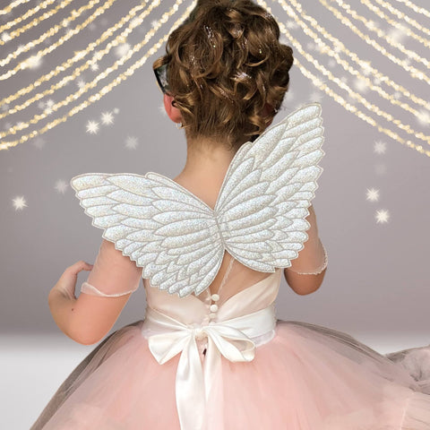 Girls Hologram and Glitter Angel Wings Costume- Dress Up –