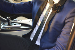 Hex Tie |Acrylic Ties | Black Ties | Blue Suit.