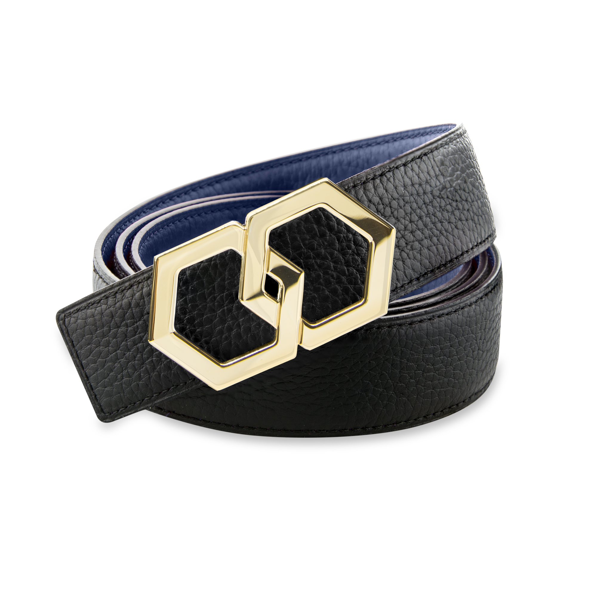 Men's Belt | Black Leather Belt with Silver Buckle| LP 680 METALE – HEX TIE