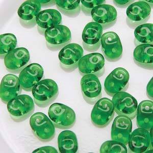 SuperDuo 2/5mm Two Hole Czech Glass Seed Beads - Dark Green Metallic Suede  SD942