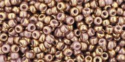 Toho 11/0 Round Japanese Seed Bead, Gold Luster Transparent Pink, Color #421