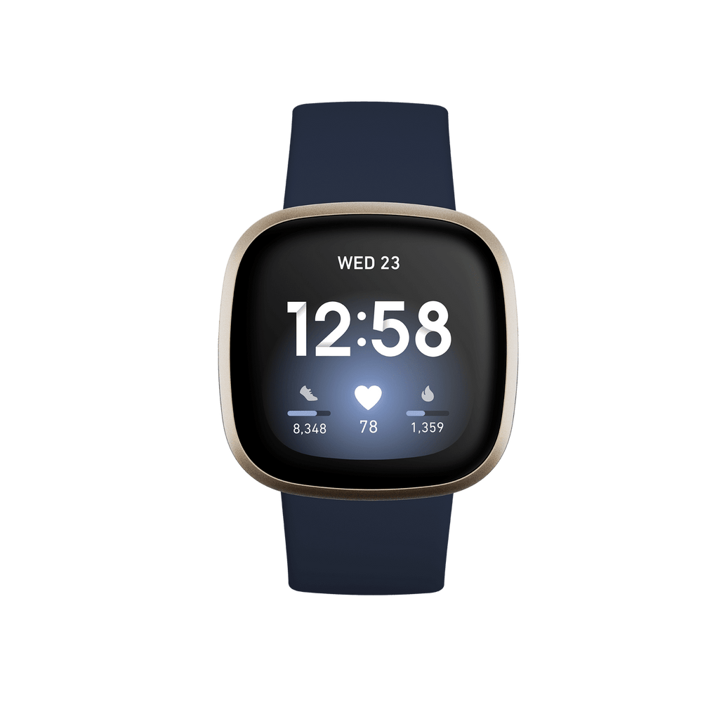 Fitbit Versa 3 Health & Fitness Smartwatch - Midnight/Soft Gold Alumin ...