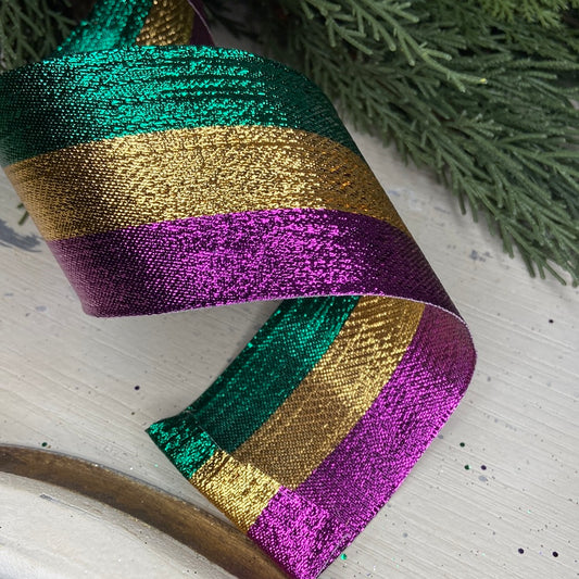 2.5” x 10yds Mardi Gras Striped Ribbon – Bayhi's Green Acres