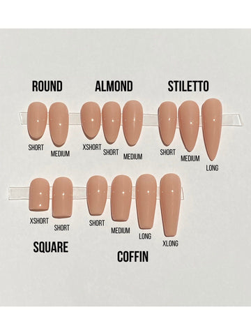 Comparison of different shapes and length of press-on nails