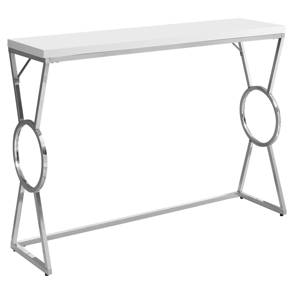 Accent Table - 42"L / Glossy White / Chrome Metal