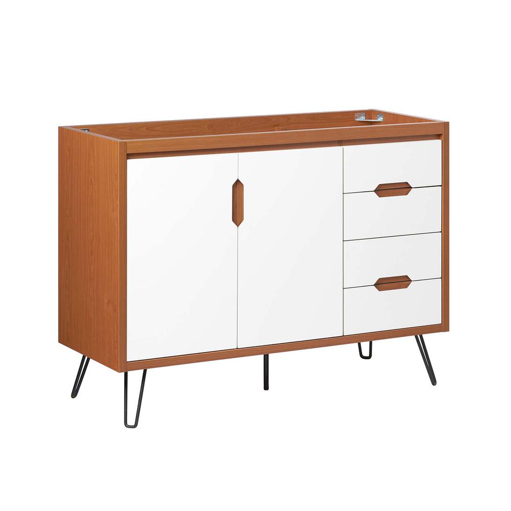 Energize 48" Single Sink Compatible (Not Included) Bathroom Vanity Cabinet, Cherry White