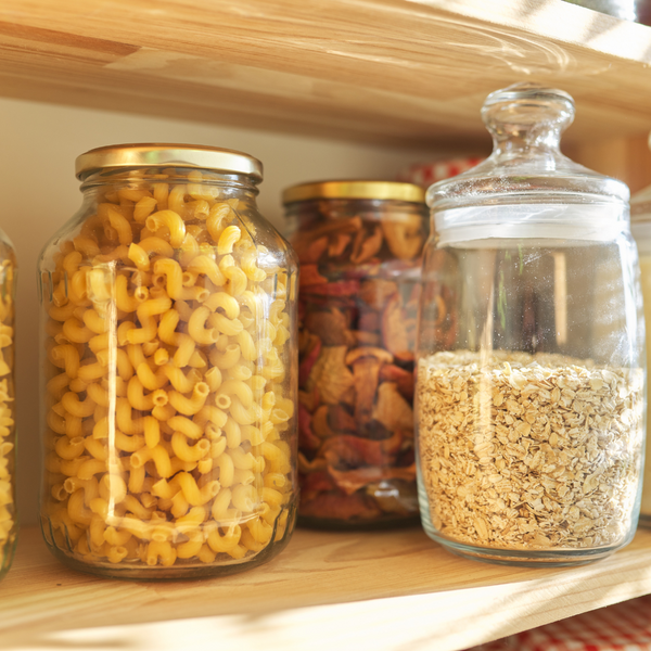 Food stored in containers to prevent moths