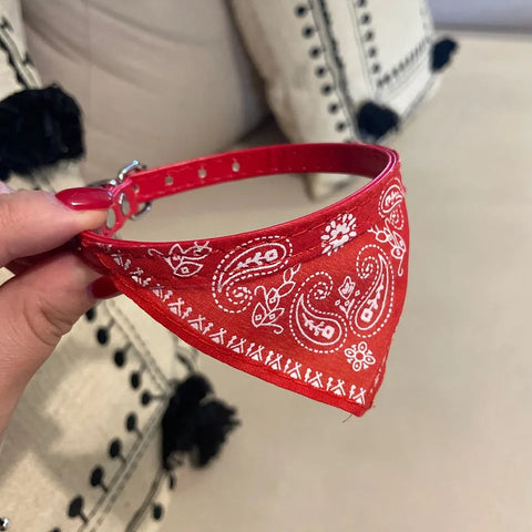 Optez pour notre bandana pour chat et donnez à votre compagnon félin un look élégant et tendance qui fera tourner les têtes où qu'il aille. Que ce soit en noir, rouge, bleu ou violet, notre bandana est sûr de faire ressortir la personnalité unique de votre chat.