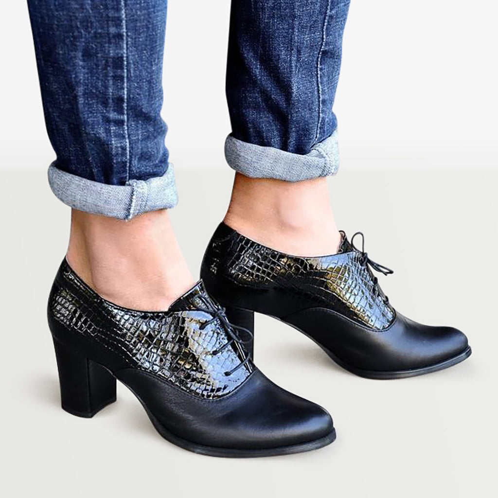 black oxford heels women's shoes