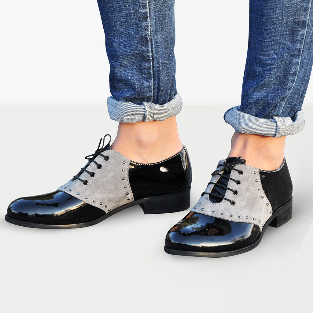 saddle shoes with denim