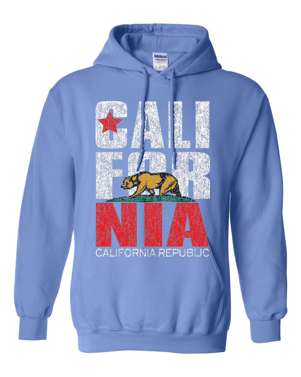 Mens California Republic Bear Flag Pullover Hooded Sweatshirt