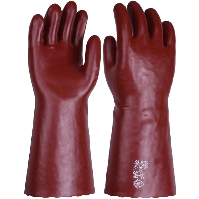 Chemical & Solvent Resistant Red PVC Gauntlet - Gloves – Bailey Supplies