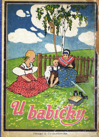 Antique Children's Print - "U BABICKY - FRONT COVER" - Printed in Checkoslovakia - 1928