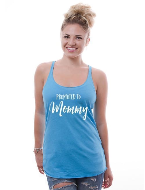 Promoted To Mommy Maternity Racerback Tank Top - PerfShirts