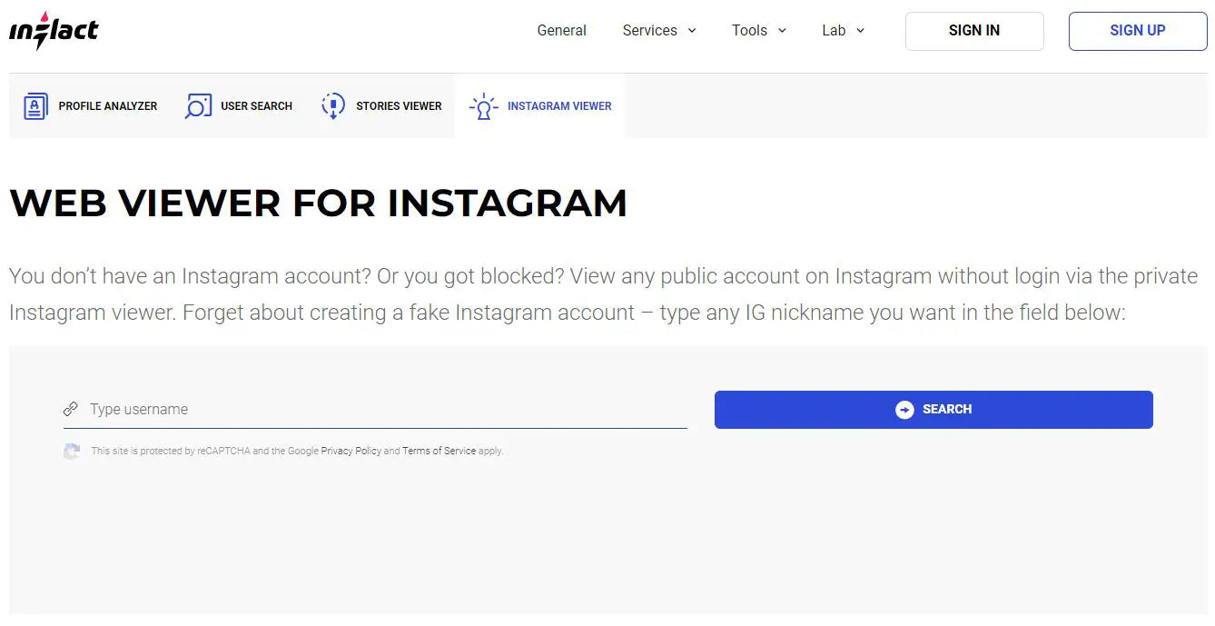 Inflact Instagram viewer