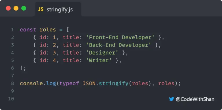 JSON.stringify convert javascript object to json string