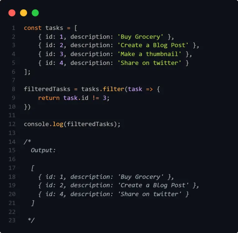 array.filter method javascript