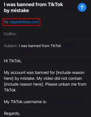 banned from tiktok by mistake