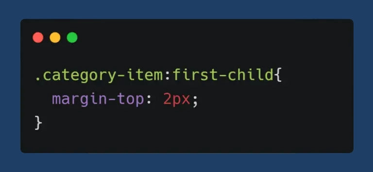 first child css pseudo selector