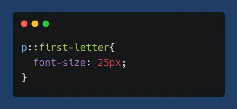 first letter css selector