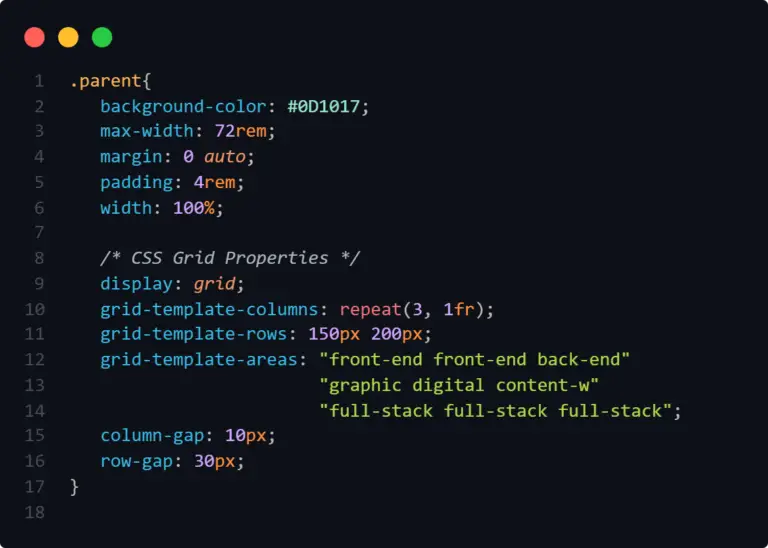 code de zones de modèle de grille