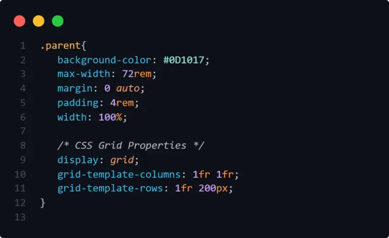 Grid template rows code