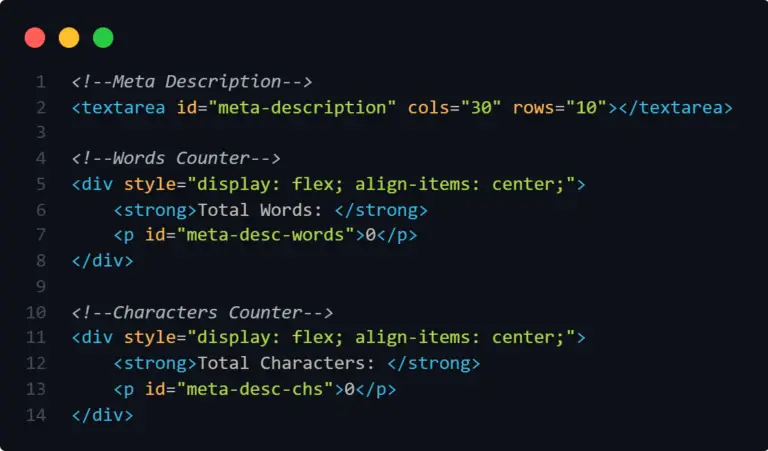 html markup javascript counting words