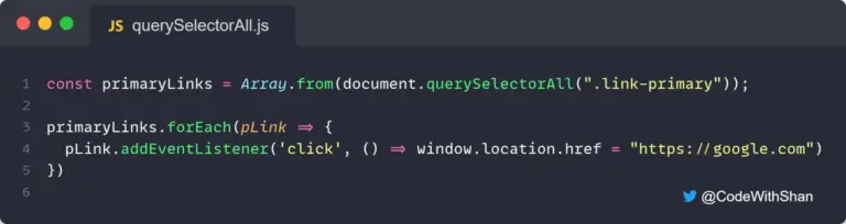 Javascript get elements by query selector all