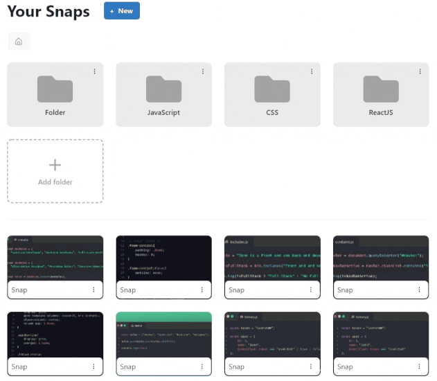 Snappify code share snippet dashboard