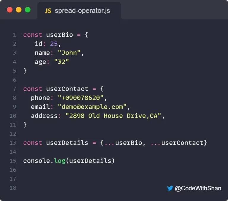 Spread operator javascript object