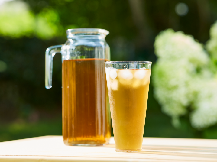 Iced Mugicha Barley Tea in a glass and jar