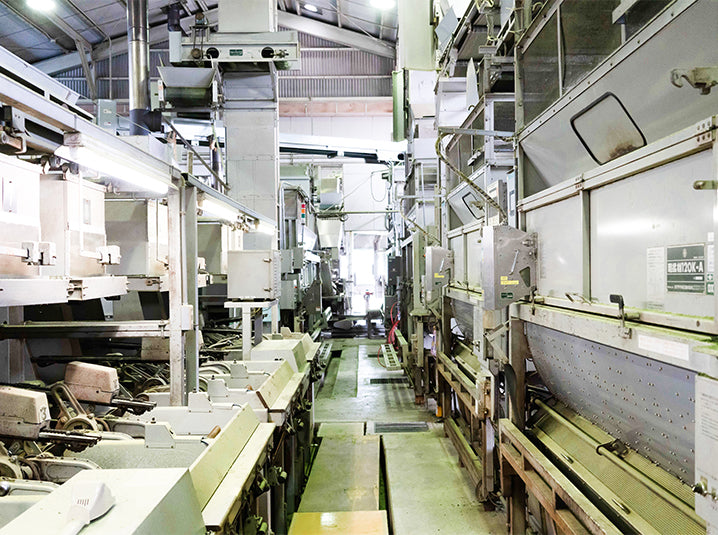 machines used in steaming matcha green tea leaves lined up