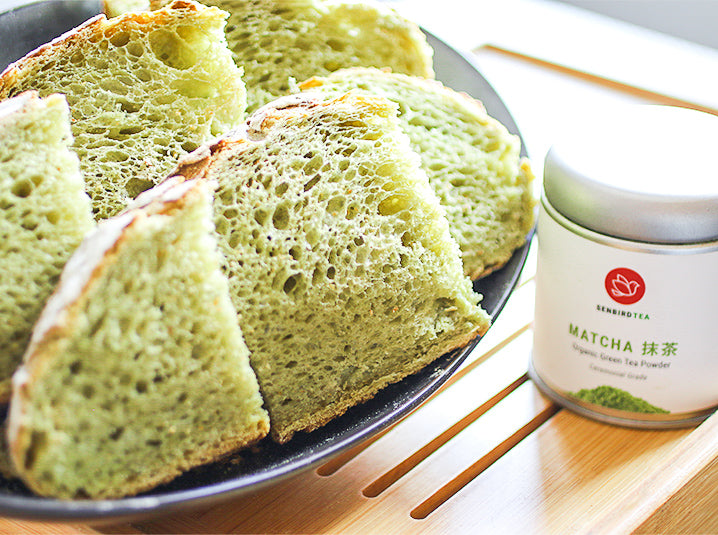 Matcha Milk And Honey Bread in a plate