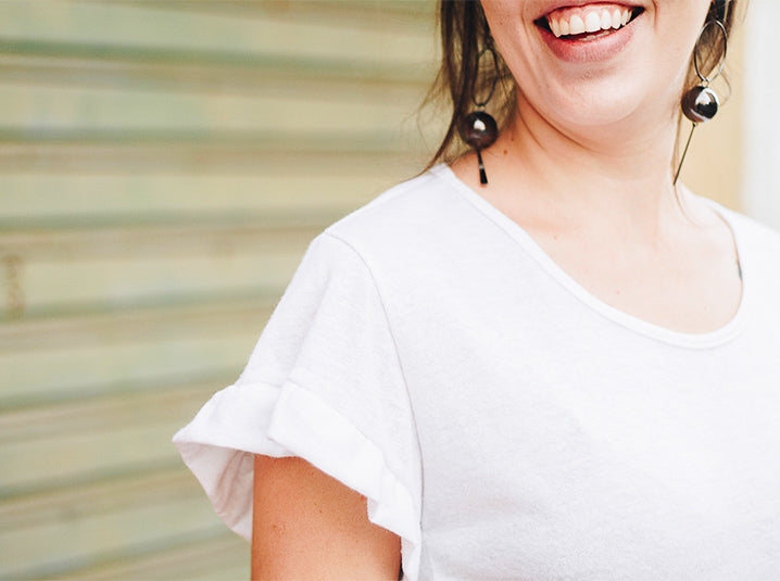 white dress girl smiling