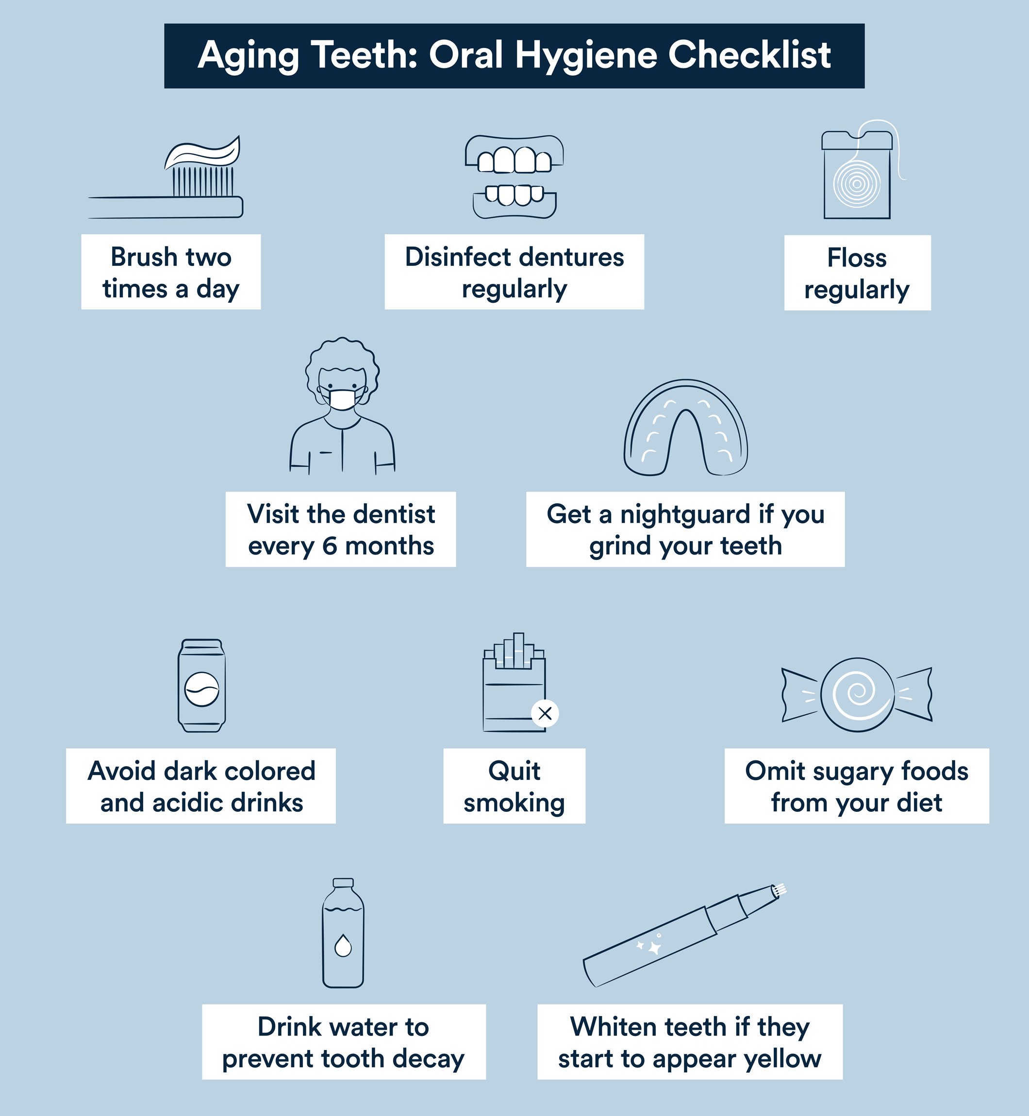 aging teeth oral hygiene checklist