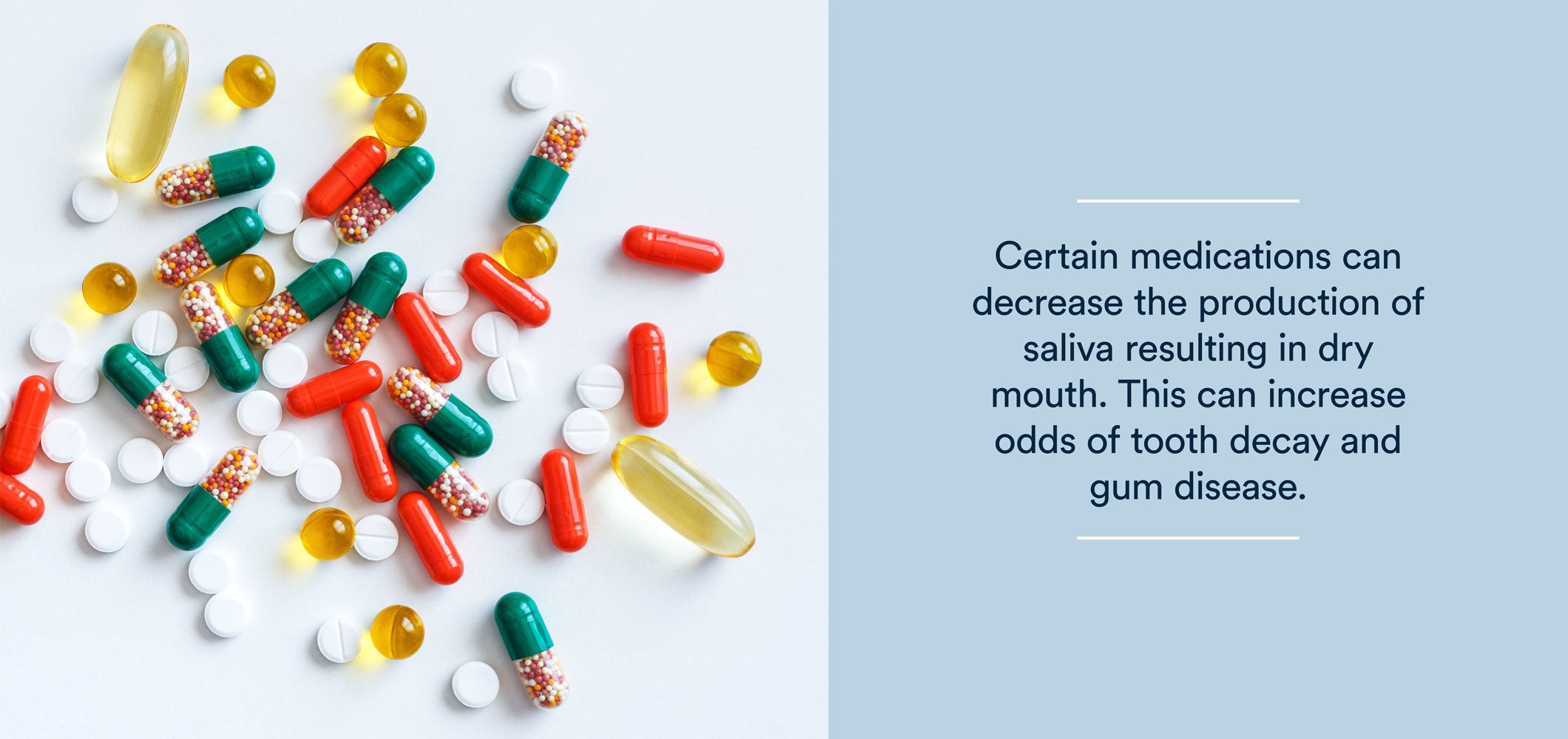 certain medications can decrease the production of saliva resulting in dry mouth. 