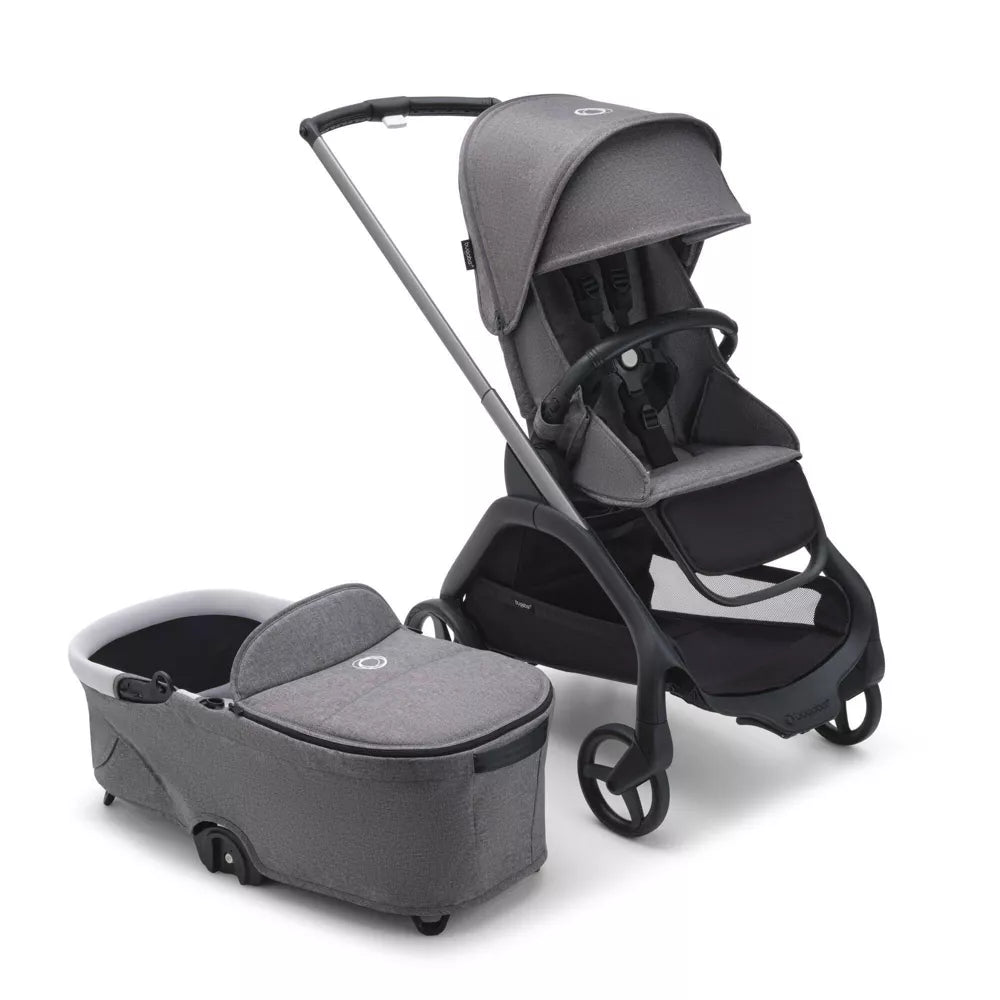 New Bugaboo Dragonfly Easy Fold Full Size Stroller with Bassinet (Grey Melange)