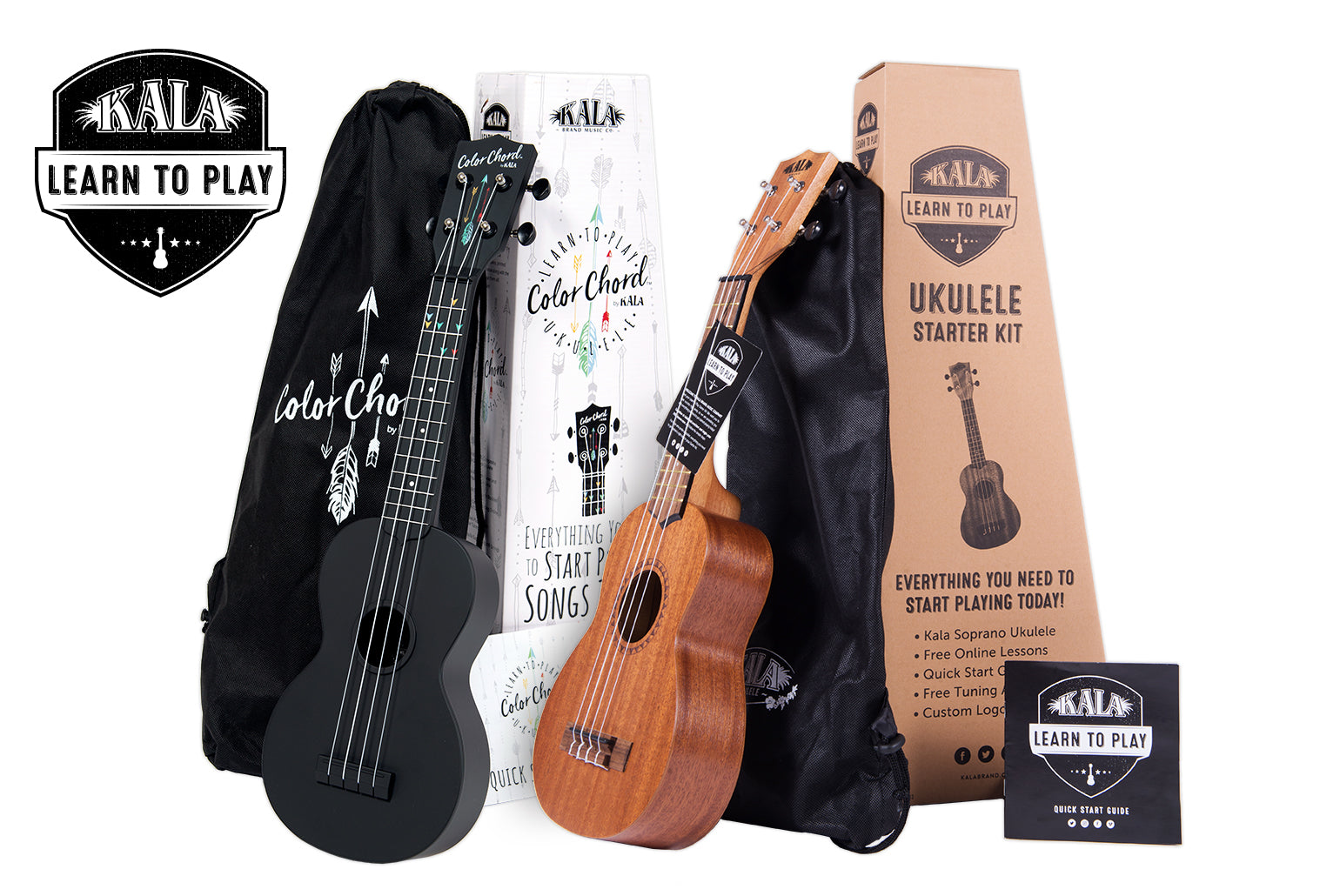 Kala Brand Music Co. Learn To Play Color Chord™ Soprano Ukulele Pack and Learn To Play Ukulele Starter Kit
