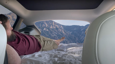 Enjoying a fully inflated ForMyTesla Travel Sleeper