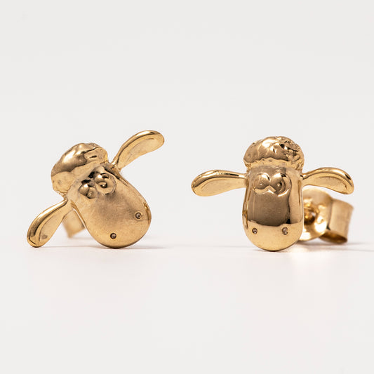 Shaun the Sheep Stud Earrings Gold Vermeil