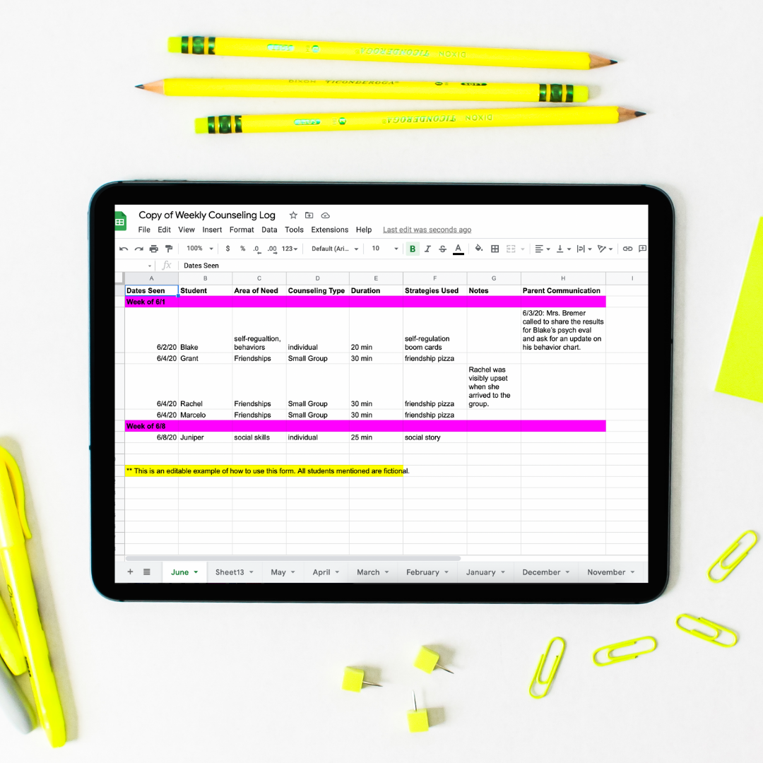 counseling data tracking tool