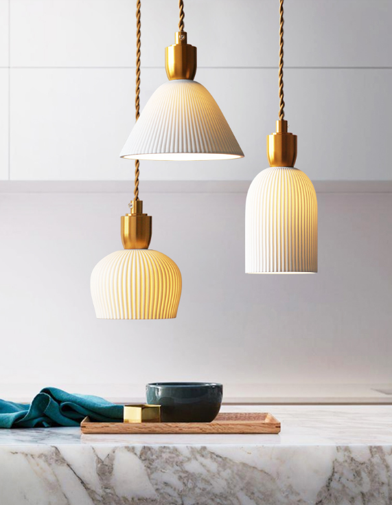 ceramic bell pendant light