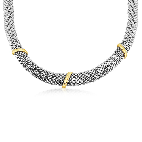 Italian Classic 9ct Yellow Gold & Silver Necklace